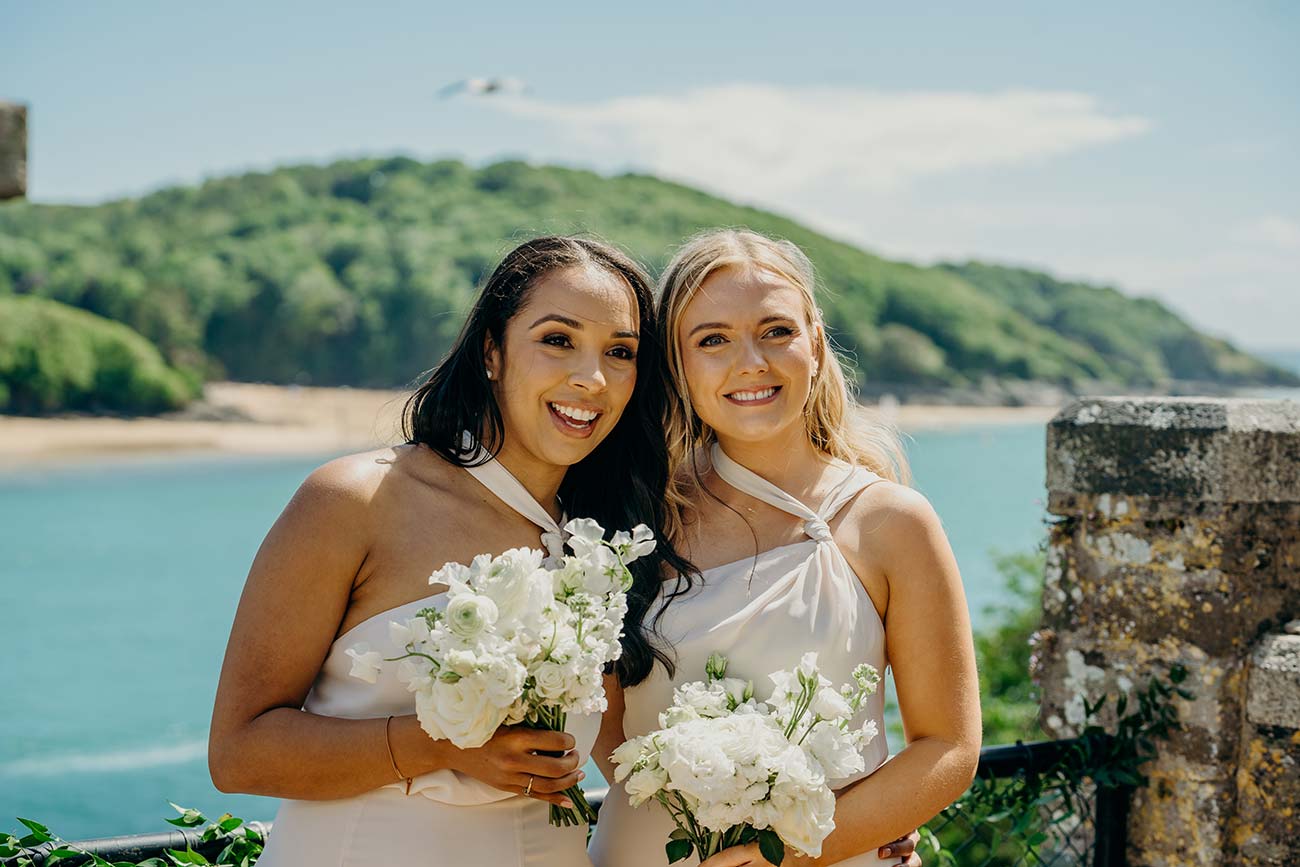 Bridesmaids overlooking Salcombe Estuary