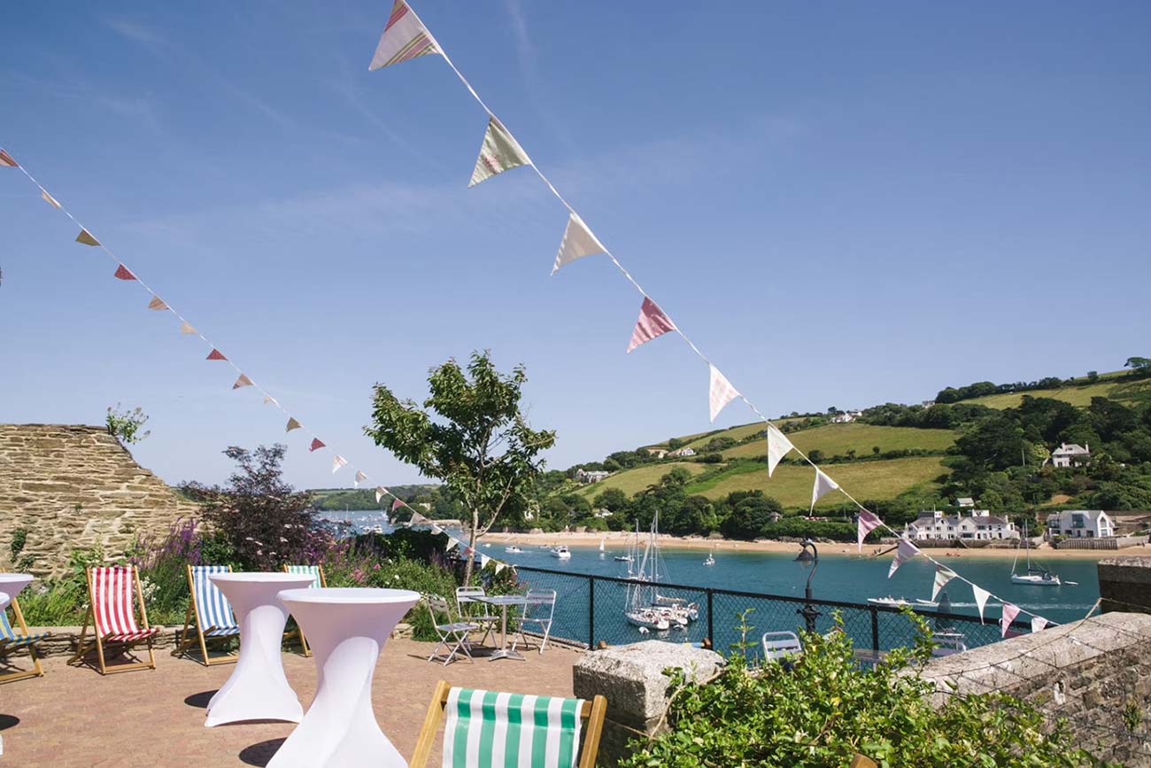 Cliff House terrace with Salcombe Estuary beyond
