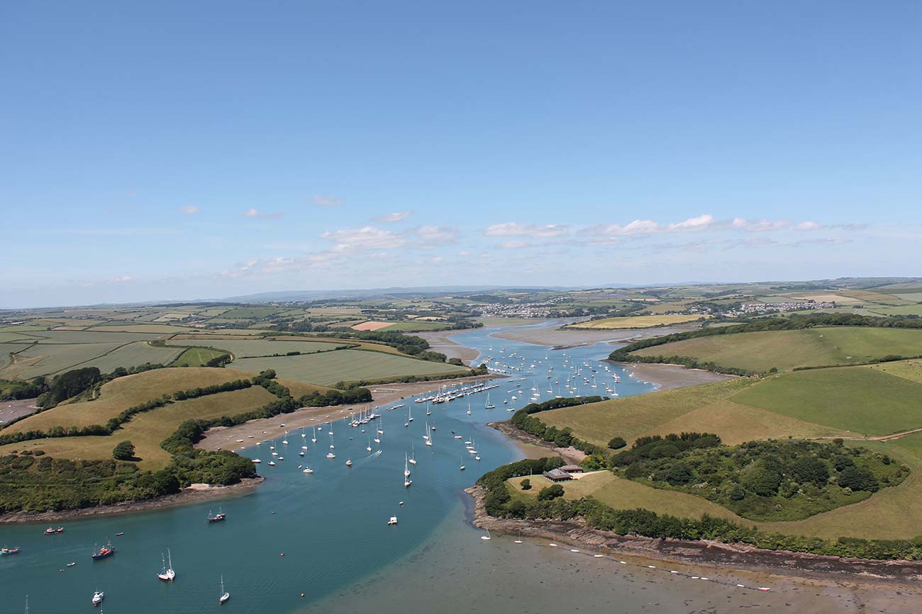 Aerial view along Salcombe Estuary
